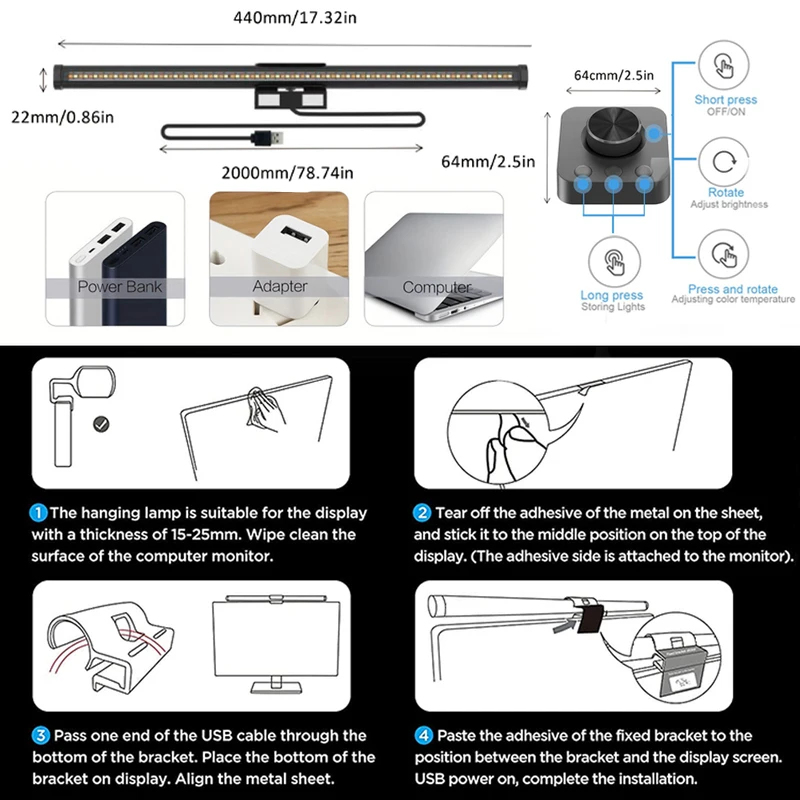 Portable LED Eye-Care Desk Lam - Monitor Light Bar 리뷰 및 가격